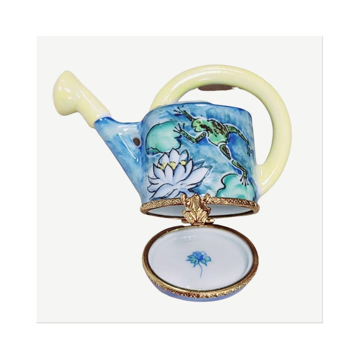 The painter's artistry shows on this Frog Watering Can Limoges box