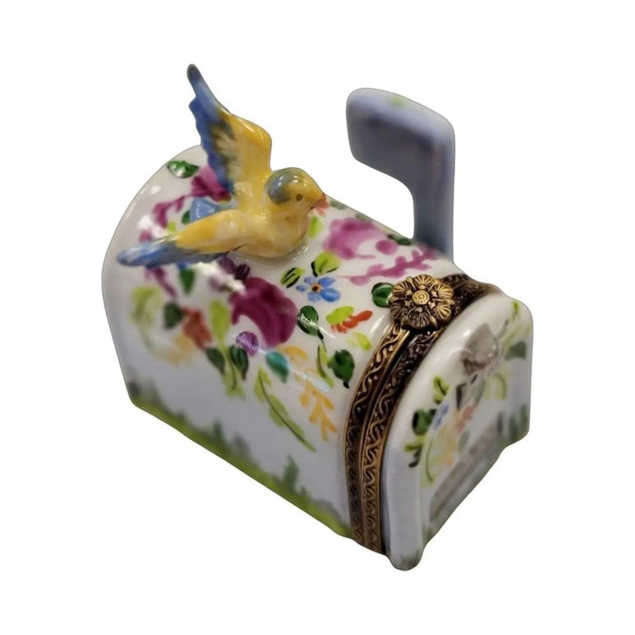 Collectible Garden Mailbox with Bird Limoges box with artisan brushwork