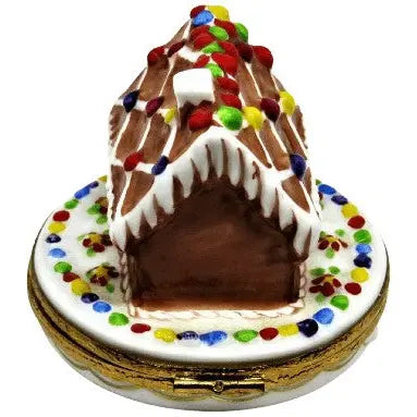 Gingerbread House for Holiday Collectors Porcelain Limoges xmas theme French Trinket Box