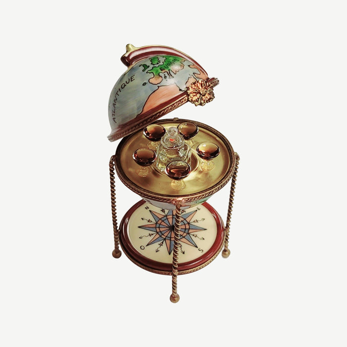 Globe Bar Limoges Box for Wine Lovers Porcelain Limoges WINE LIMOGES BOXES wine travel French Trinket Box