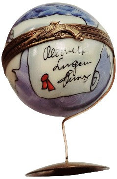 Globe with Ship Limoges Box for Travel Enthusiasts Porcelain Limoges travel world ship French Trinket Box