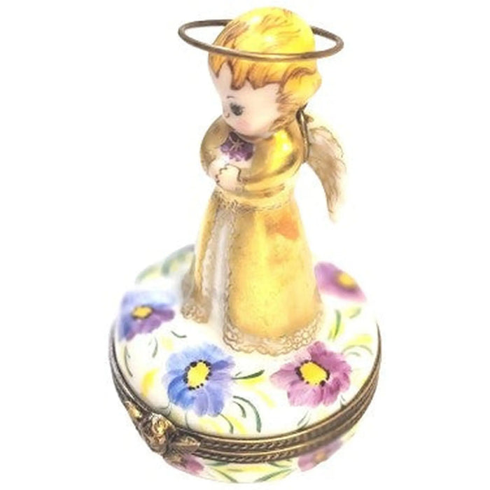 Gold Angel Decor for Home Porcelain Limoges angel French Trinket Box