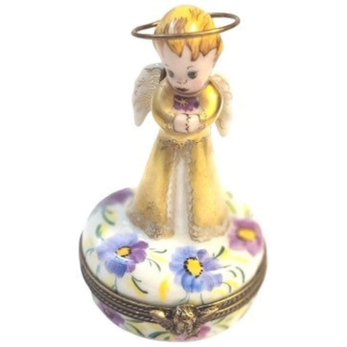 Gold Angel Decor for Home Porcelain Limoges angel French Trinket Box