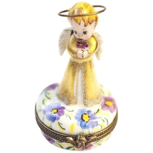 Gold Angel Decor for Home Porcelain Limoges angel French Trinket Box