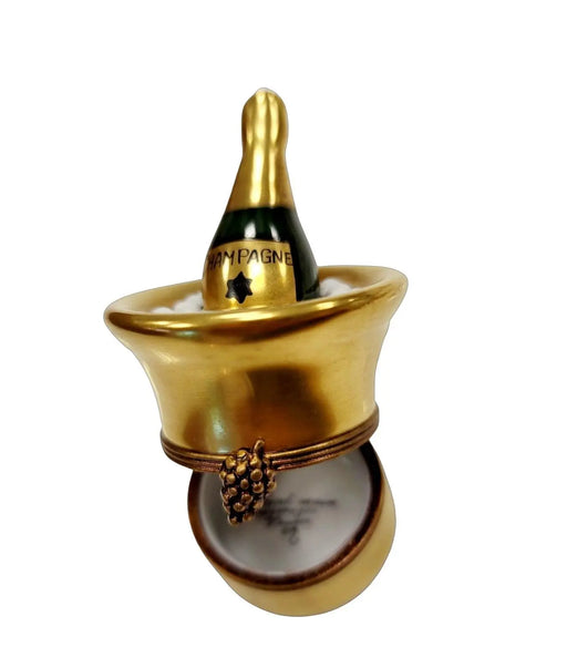 Gold Champagne Elegance for Celebrations Porcelain Limoges Wine French Trinket Box