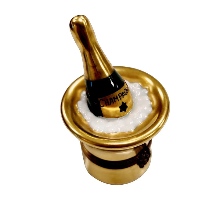 Gold Champagne Elegance for Celebrations Porcelain Limoges Wine French Trinket Box