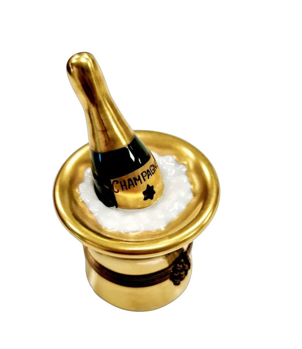 Gold Champagne Elegance for Celebrations Porcelain Limoges Wine French Trinket Box