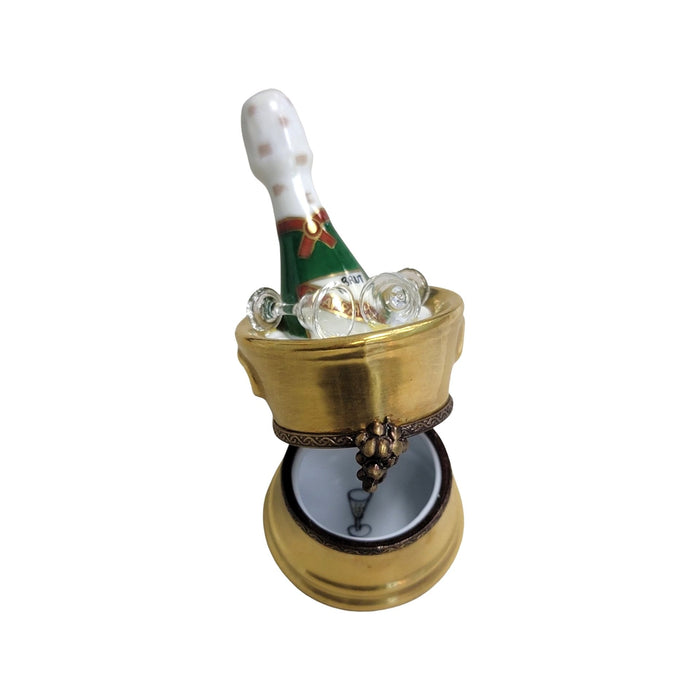 Gold Champagne Elegance for Connoisseurs Porcelain Limoges Wine French Trinket Box
