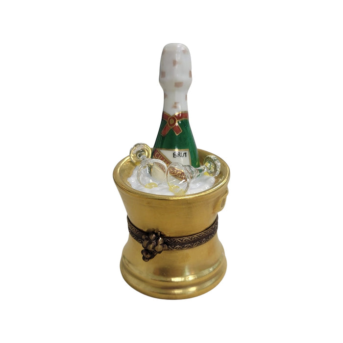 Gold Champagne Elegance for Connoisseurs Porcelain Limoges Wine French Trinket Box