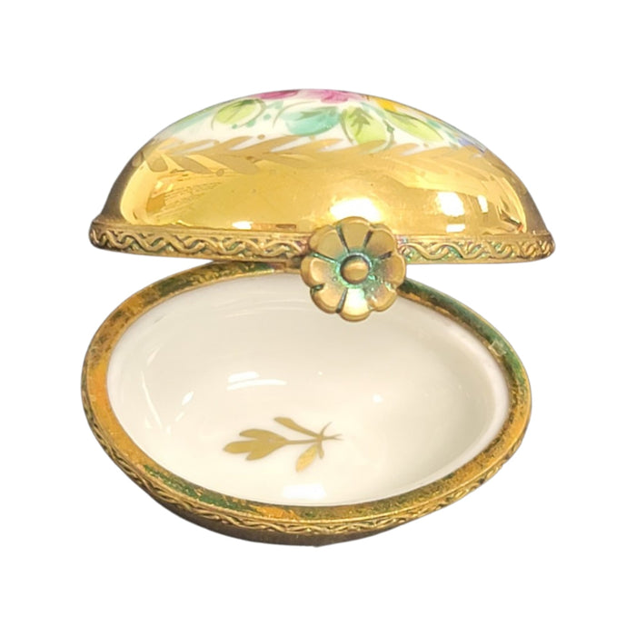 Gold Floral Elegance Egg for Luxury Collectors Porcelain Limoges egg French Trinket Box