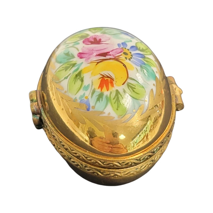 Gold Floral Elegance Egg for Luxury Collectors Porcelain Limoges egg French Trinket Box