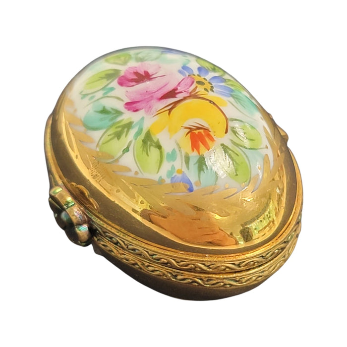 Gold Floral Elegance Egg for Luxury Collectors Porcelain Limoges egg French Trinket Box