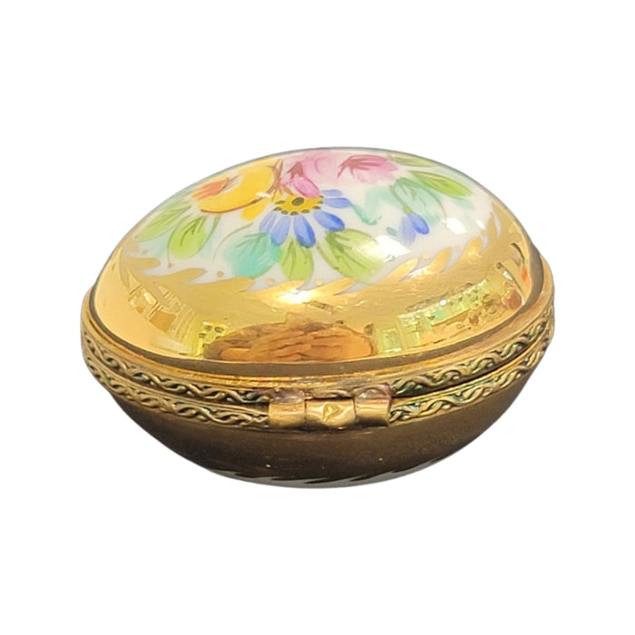 Gold Floral Elegance Egg for Luxury Collectors Porcelain Limoges egg French Trinket Box