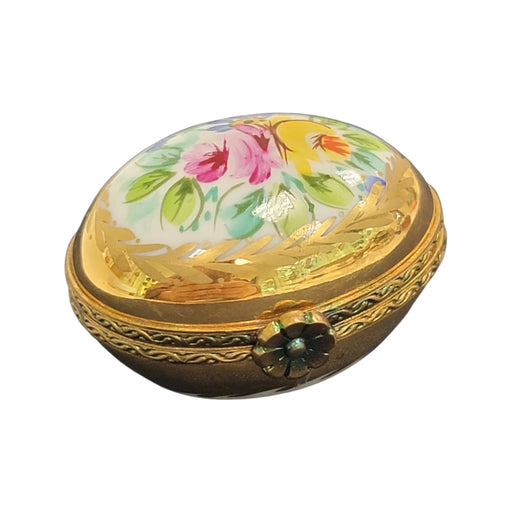 Gold Floral Elegance Egg for Luxury Collectors Porcelain Limoges egg French Trinket Box