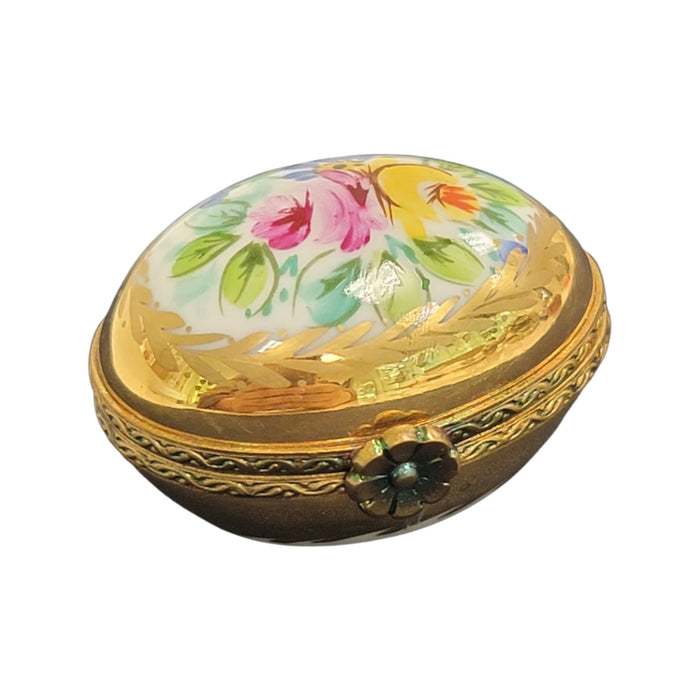 Gold Floral Elegance Egg for Luxury Collectors Porcelain Limoges egg French Trinket Box