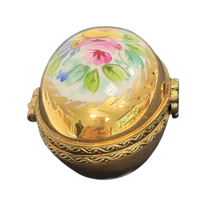 Gold Flowers Egg-egg LIMOGES BOXES-CH11M402