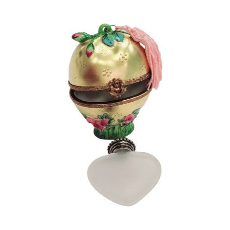 Painted details on the Gold Heart Rose Perfume Bottle for Romantic Gifts Limoges box, French art in miniature