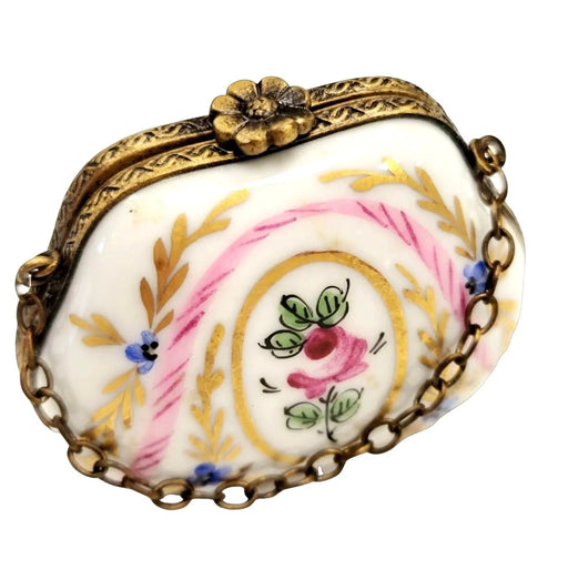 Gold Pink Floral Purse for Collectors Porcelain Limoges purse trinket box limoges French Trinket Box