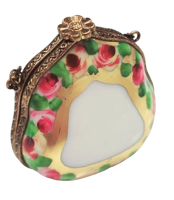 Gold Rose Limoges Box for Collectors Porcelain Limoges purse trinket box limoges French Trinket Box