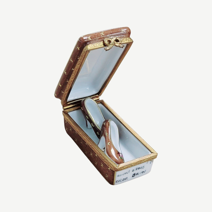 Gold Rose Shoes Limoges Box for Collectors Porcelain Limoges shoes fashion figurine LIMOGES BOXES French Trinket Box