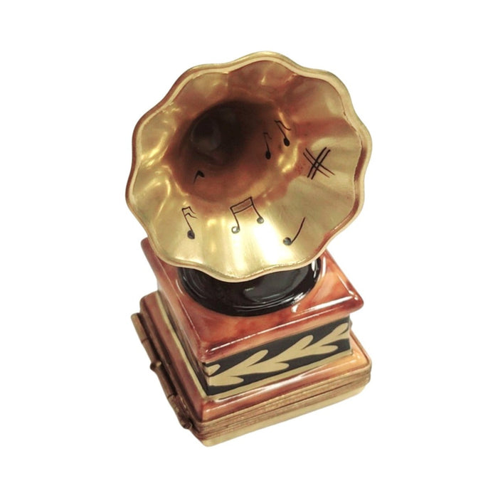 The painter's artistry shows on this Gold Victrola Record Player Limoges box