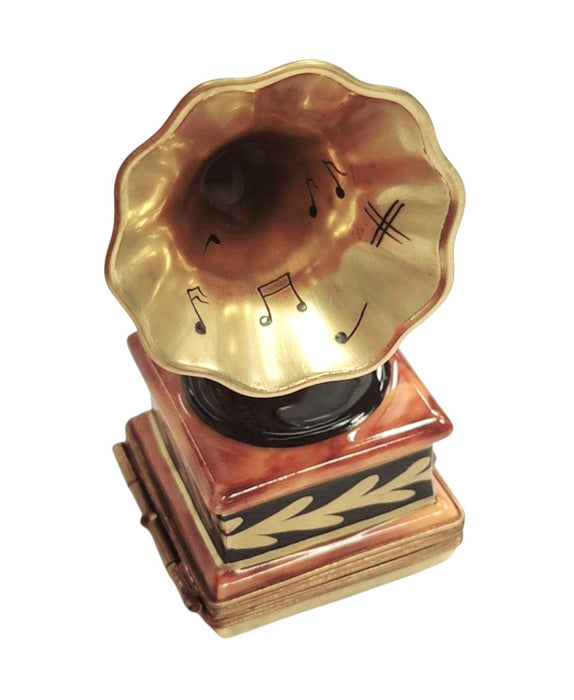 Gold Victrola record player Limoges Box Porcelain Figurine-music LIMOGES BOXES-CH2P135