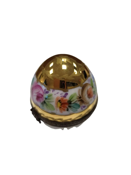 Gold Floral Limoges Egg for Elegant Gifting Porcelain Limoges perfume egg French Trinket Box