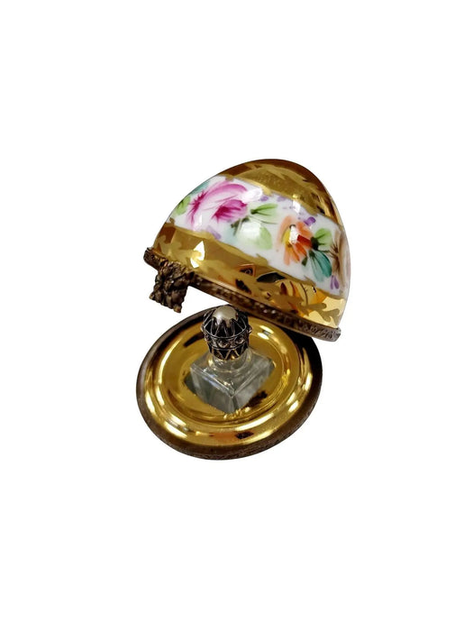 Gold Floral Limoges Egg for Elegant Gifting Porcelain Limoges perfume egg French Trinket Box