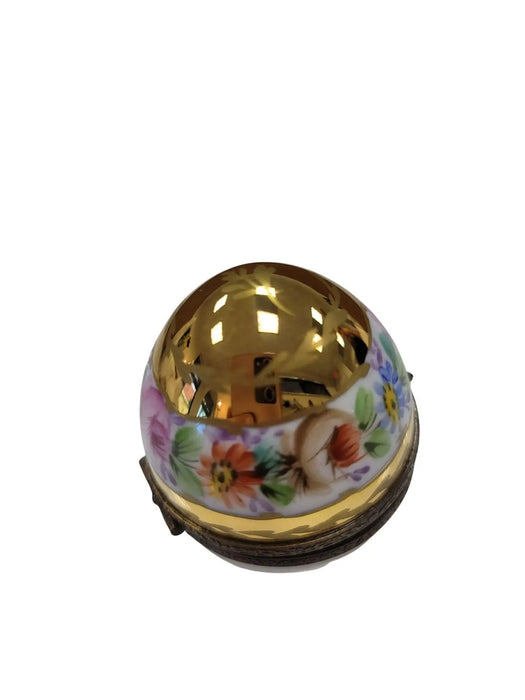 Gold Floral Limoges Egg for Elegant Gifting Porcelain Limoges perfume egg French Trinket Box