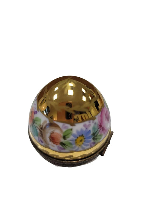 Gold Floral Limoges Egg for Elegant Gifting Porcelain Limoges perfume egg French Trinket Box