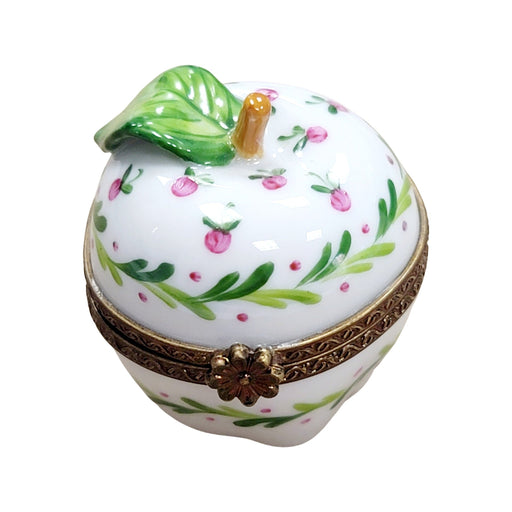 Green Apple Blossom Box for Nature Lovers Porcelain Limoges fruit French Trinket Box