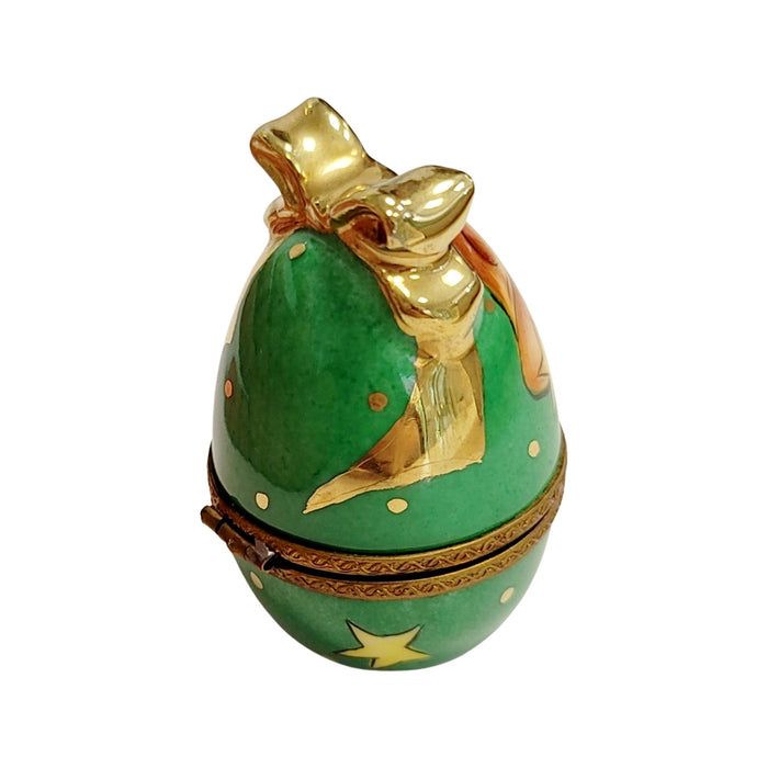Green Egg Bell Box for Collectors Porcelain Limoges egg French Trinket Box
