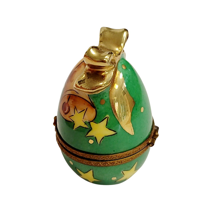 Green Egg Bell Box for Collectors Porcelain Limoges egg French Trinket Box