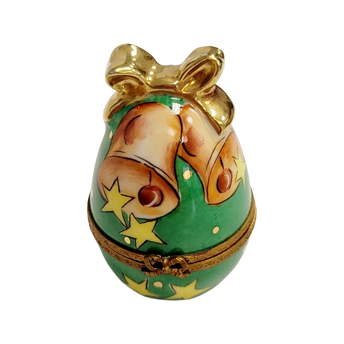 Green Egg Bell Box for Collectors Porcelain Limoges egg French Trinket Box