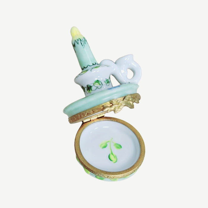 Green Elegance Candle Box for Collectors Porcelain Limoges home French Trinket Box