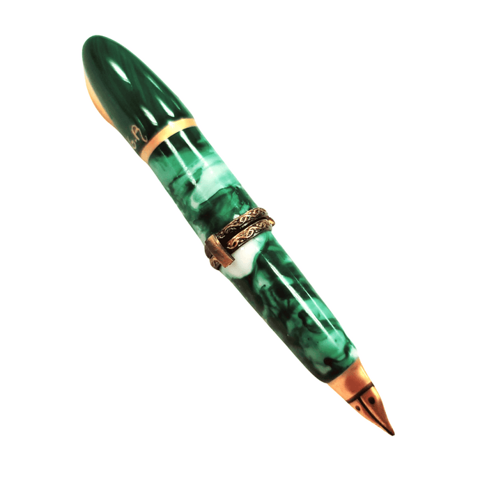Green Elegance Fountain Pen for Writing Enthusiasts Porcelain Limoges professional French Trinket Box