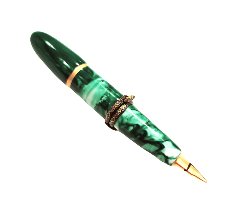 Green Elegance Fountain Pen for Writing Enthusiasts Porcelain Limoges professional French Trinket Box