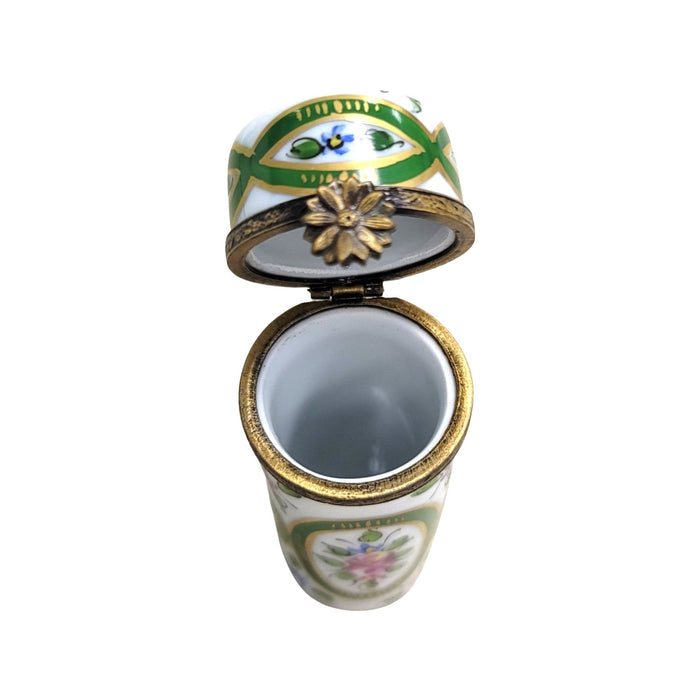 Green Floral Limoges Box for Home Decor Porcelain Limoges shaped French Trinket Box