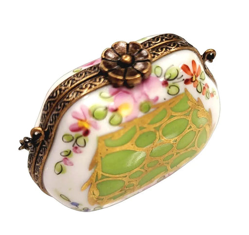 Green Rose Limoges Box for Collectors Porcelain Limoges purse trinket box limoges French Trinket Box