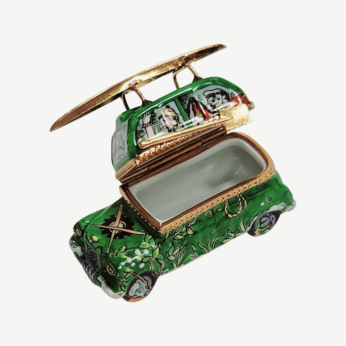 Green Kayak Limoges Box for Adventure Lovers Porcelain Limoges vehicle sports French Trinket Box