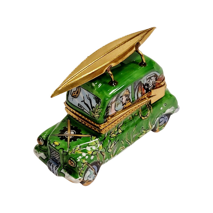 Green Kayak Limoges Box for Adventure Lovers Porcelain Limoges vehicle sports French Trinket Box