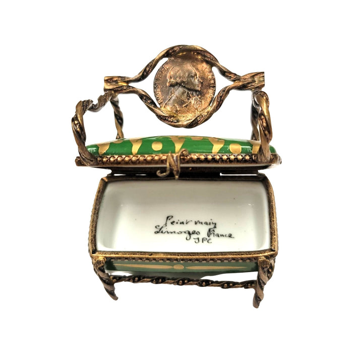 Green Love Seat Luxury Porcelain Limoges furniture French Trinket Box