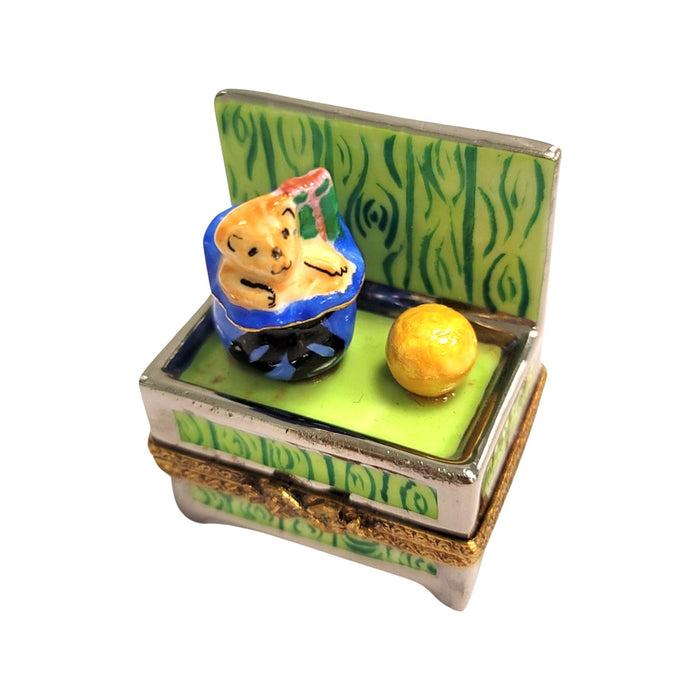 Green Toy Chest Limoges Box Porcelain Figurine-christmas baby-CH7N128