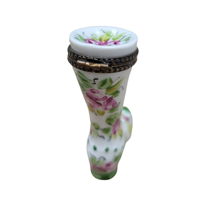 Green Victorian Boot Figurine for Collectors Porcelain Limoges shoe figurine French Trinket Box