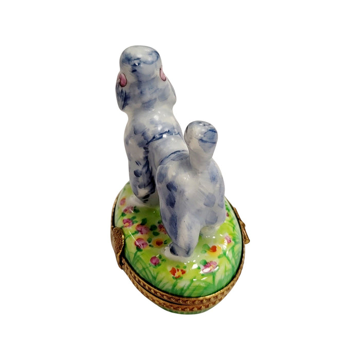 Grey Blue Poodle Limoges Box for Dog Lovers Porcelain Limoges dog French Trinket Box