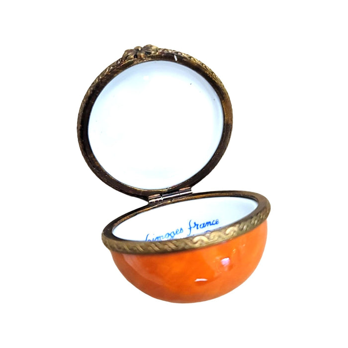Half Orange Trinket Box for Home Decor Porcelain Limoges fruit French Trinket Box