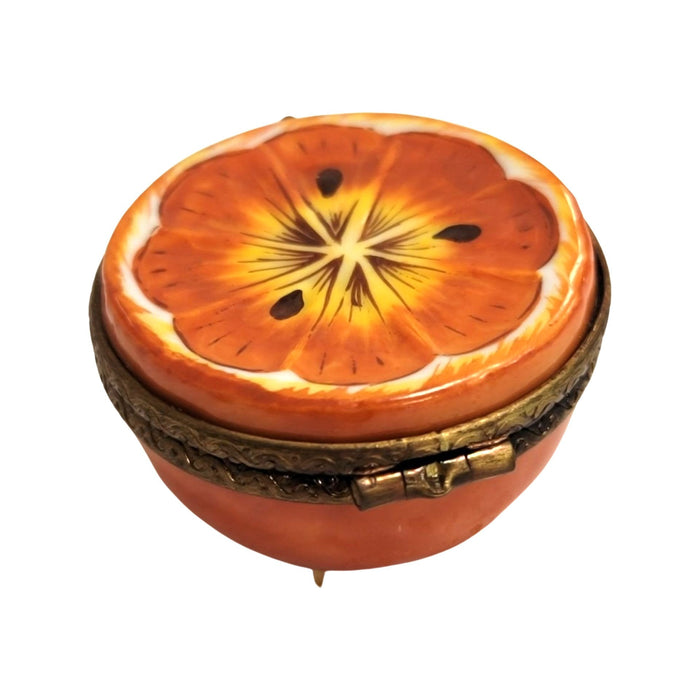 Half Orange Trinket Box for Home Decor Porcelain Limoges fruit French Trinket Box