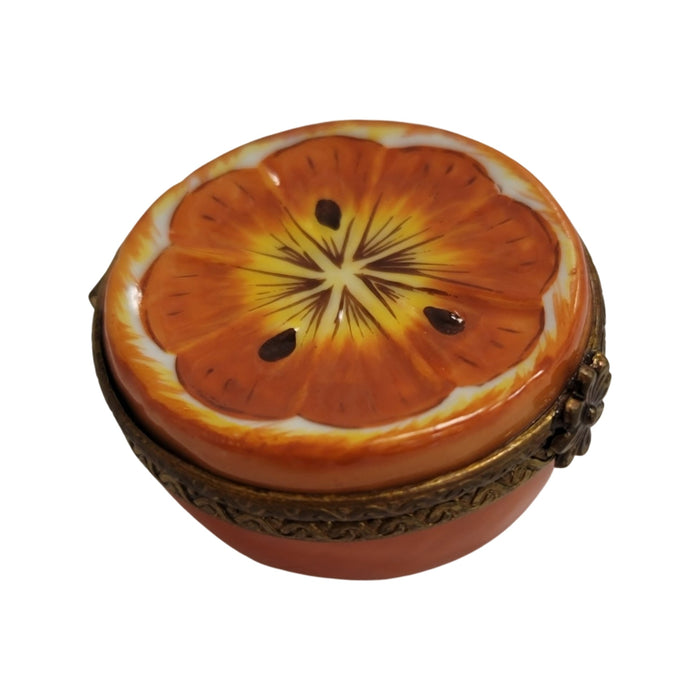 Half Orange Trinket Box for Home Decor Porcelain Limoges fruit French Trinket Box