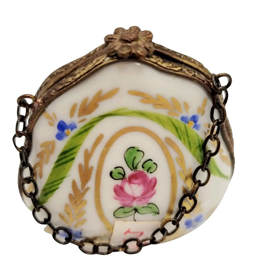 Hand Painted Purse Box for Collectors Porcelain Limoges purse trinket box limoges French Trinket Box