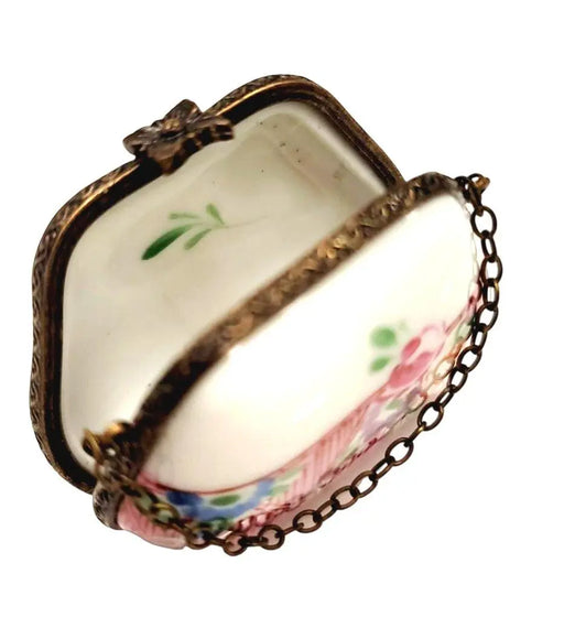 Hand Painted Pink Purse Limoges Box for Fashion Lovers Porcelain Limoges purse trinket box limoges French Trinket Box